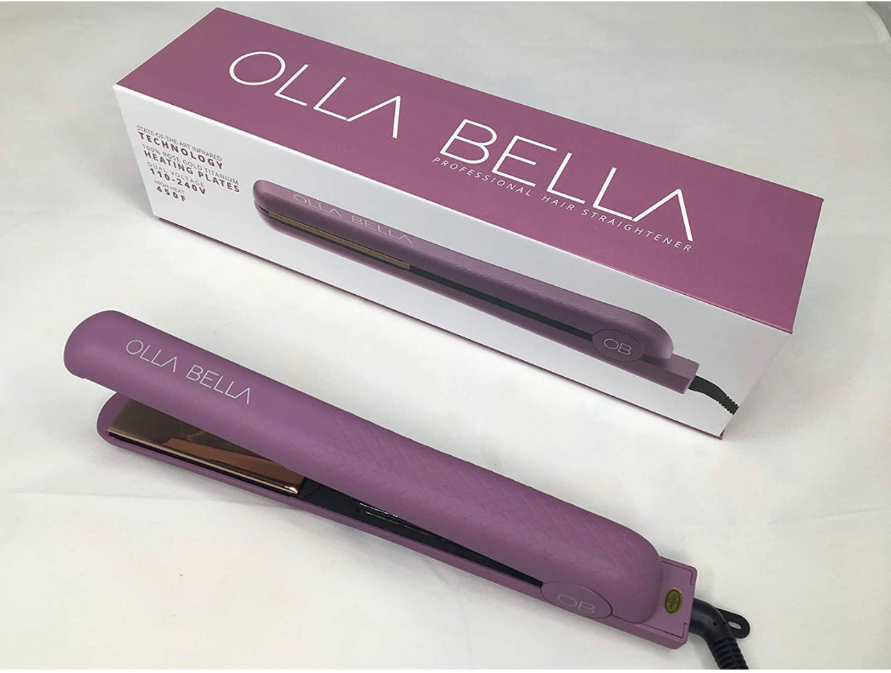 Professional Hair Straightener with Rose Gold Titanium Plates & Adjustable temperature