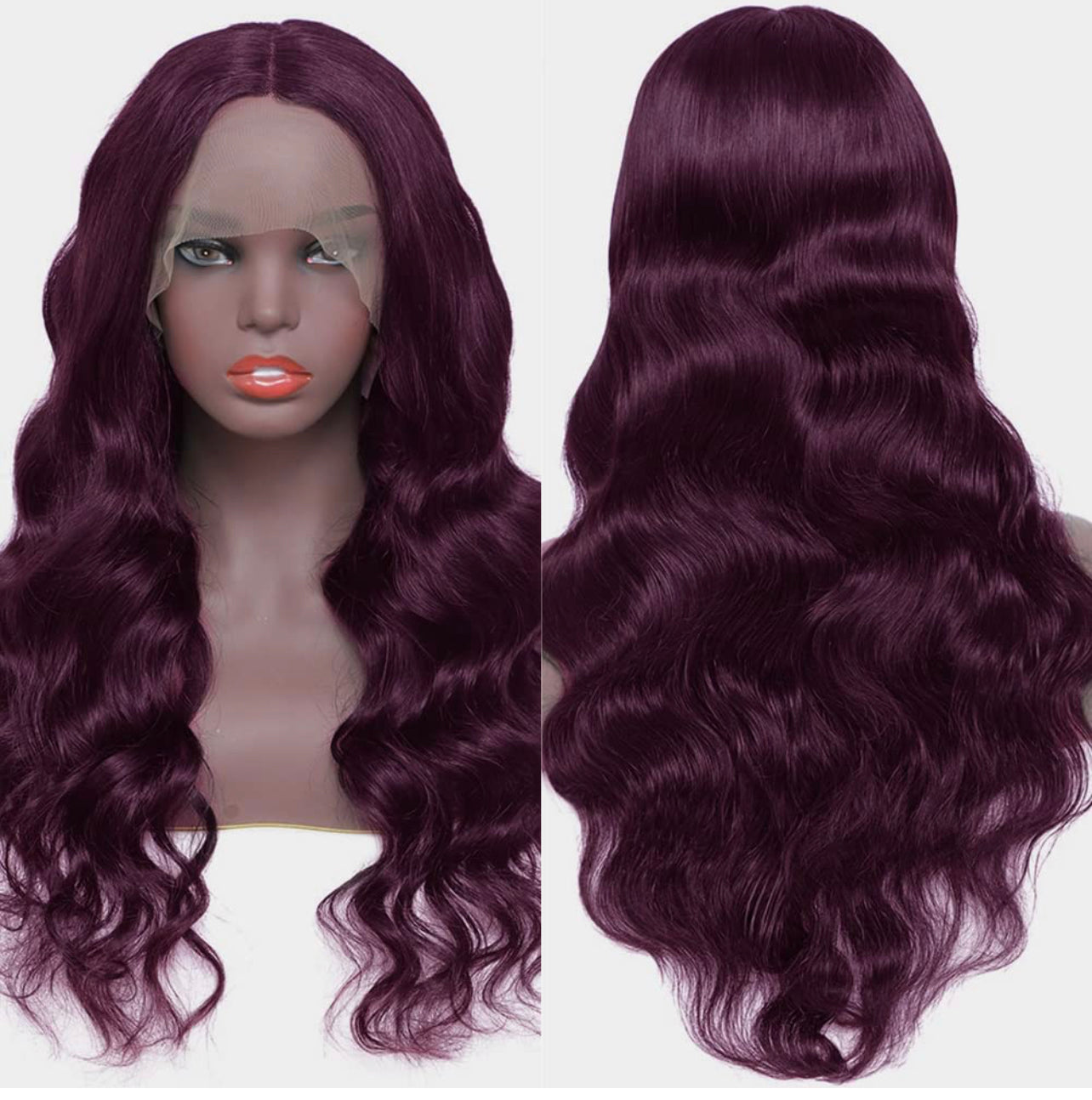 Brechlomeda Deep Purple Lace Front Wigs Human Hair 180% Density 99J Burgundy Body Wave Wigs for Black Women 13x4 HD Transparent Lace Front Wigs Human Hair Pre Plucked with Baby Hair